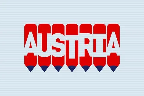 Austria text with Pen symbol creative ideas design Stock Illustration