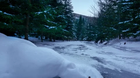 Austria Timelapse Frozen River Stock Footage 153290904