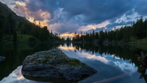 Austria Timelapse Mountain Lake Sunset Stock Footage 153292958