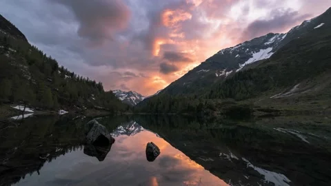 Austria Timelapse Mountain Lake Sunset Stock Footage 153294514