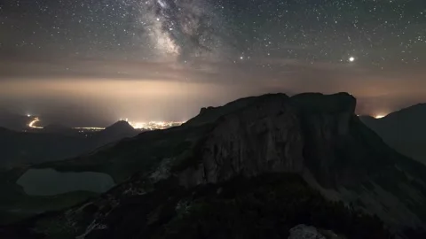 Austria Timelapse Mountain Nightsky Stock Footage 153295417