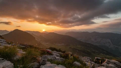 Austria Timelapse Mountain Sunrise Stock Footage 153295538