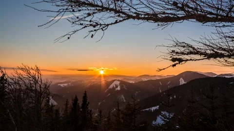 Austria Timelapse Mountain Sunset Stock Footage