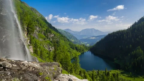 Austria Timelapse Mountain Waterfall Stock Footage 153292698