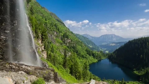 Austria Timelapse Mountain Waterfall Stock Footage 153292715