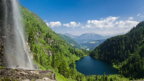 Austria Timelapse Mountain Waterfall Stock Footage 153292720