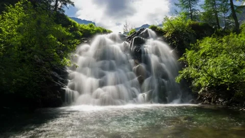 Austria Timelapse Mountain Waterfall Stock Footage 153292728