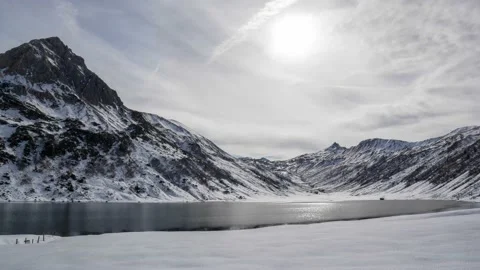 Austria Timelapse Winter Mountain Lake Stock Footage 153293570
