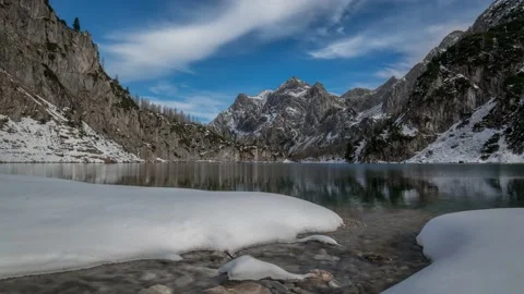 Austria Timelapse Winter Mountain Lake Stock Footage 153293585