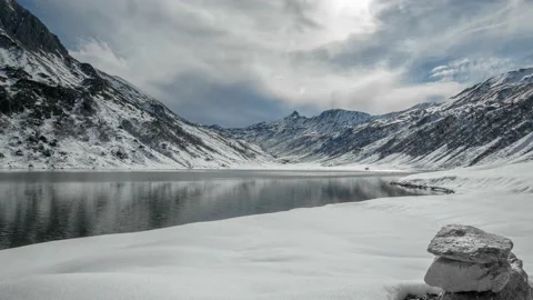 Austria Timelapse Winter Mountain Lake Stock Footage 153293600