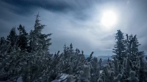 Austria Timelapse Winter Mountain Landscape Night Stock Footage 153291041