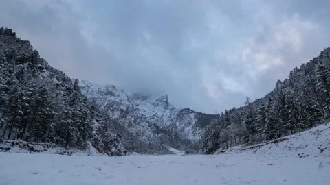 Austria Timelapse Winter Mountain Landscape Stock Footage 153293794