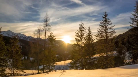 Austria Timelapse Winter Sunset Stock Footage 153291670