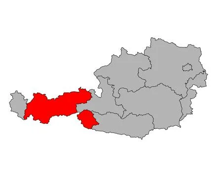 Austria of Tyrol map symbol shape, travel web flat concept icon symbol vector Stock Illustration