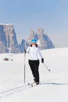 Austria, Tyrol, Seefeld, Wildmoosalm, Ski Tracks in snow, full frame Stock Photos