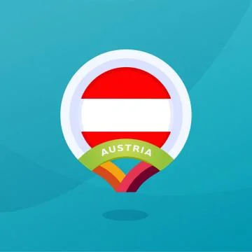 Austria vector flag map location pin. European football 2020 tournament final 스톡 일러스트