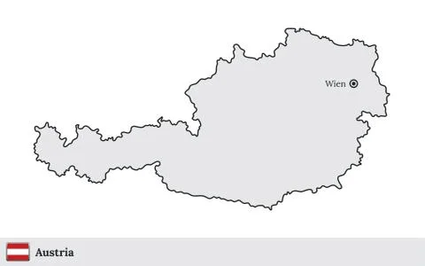Austria vector map with the capital city of Wien Illustrazione stock