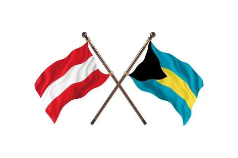 Austria Versus Bahamas   Two countries Flags background Stock Illustration