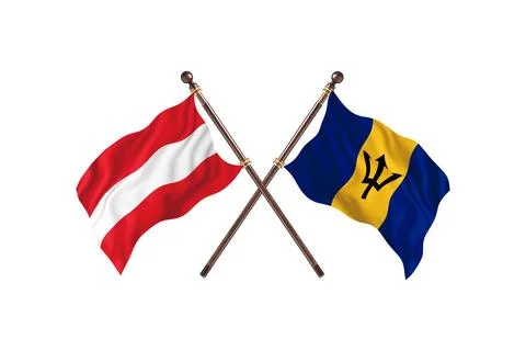 Austria Versus Barbados  Two countries Flags background Stock Illustration