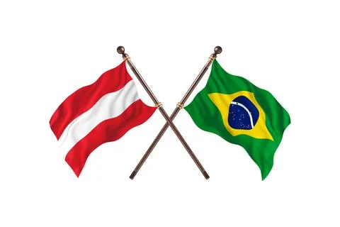 Austria Versus Brazil  Two countries Flags background Stock Illustration