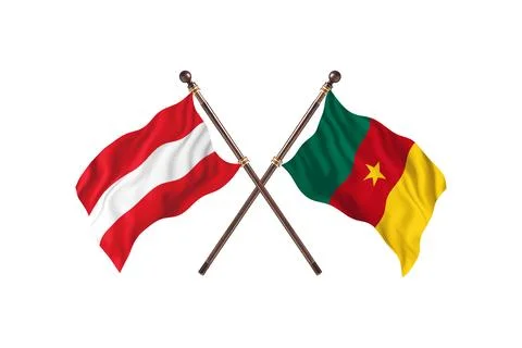Austria Versus Cameroon  Two countries Flags background Stock Illustration