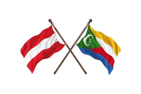 Austria Versus Comoros  Two countries Flags background Stock Illustration