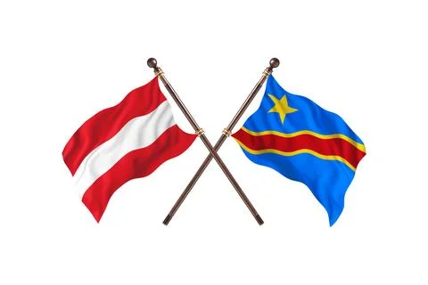 Austria Versus Democratic Republic of the Congo  Two countries Flags backgrou Stock Illustration