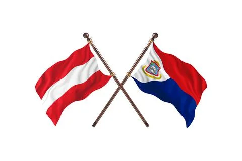 Austria Versus Sint Maarten  Two countries Flags background Stock Illustration
