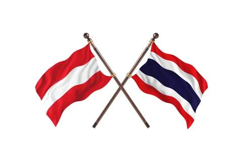 Austria Versus Thailand   Two countries Flags background Stock Illustration