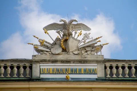 Austria, Vienna, double headed eagle on the garden side of Schonbrunn castle Stock Photos