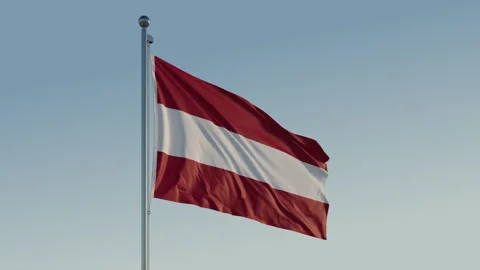 Austria Vienna Flag Loop Cinematic Realistic Wide Blue Sky Stock Footage 300489869