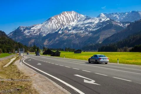 Austria. View of the highway in the Alps Stock Photos