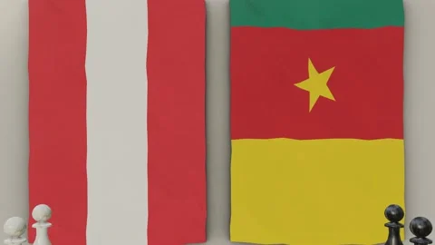 Austria vs Cameroon at the chess board. Video stock 203898653