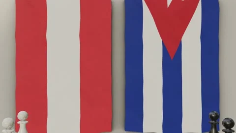 Austria vs Cuba at the chess board. Stock Footage 203898664