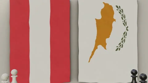 Austria vs Cyprus at the chess board. Stock-Footage 203898665