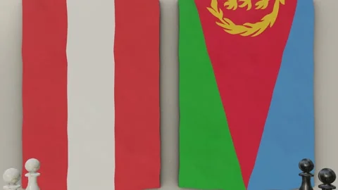 Austria vs Eritrea at the chess board. Stock-Footage 203898676