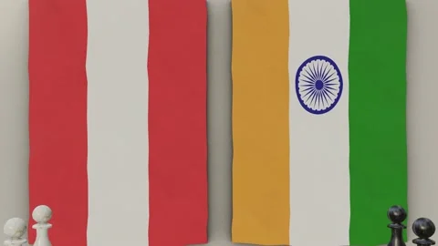 Austria vs India at the chess board. Stock Footage 203898699