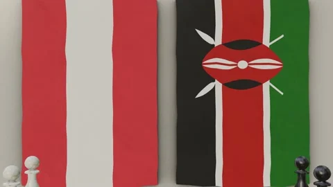 Austria vs Kenya at the chess board. Stock Footage 203898713