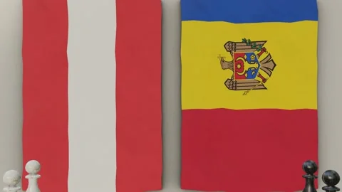 Austria vs Moldova at the chess board. Stock Footage 203898745