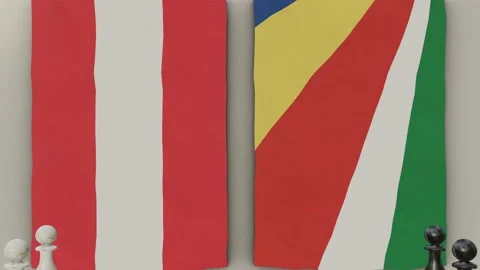 Austria vs Seychelles at the chess board. Video stock 203898786