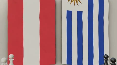 Austria vs Uruguay at the chess board. Video stock 203898607