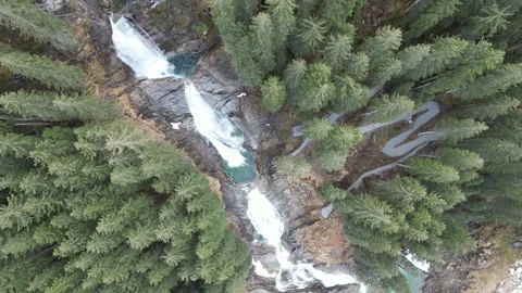 Austria Waterfall Aerial Stock Footage 244726619