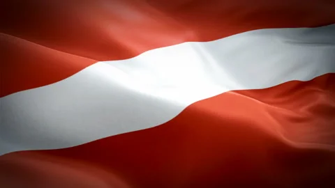 Austria waving flag. National 3d Austrian flag waving. Sign of Austria Stock Footage 106943075