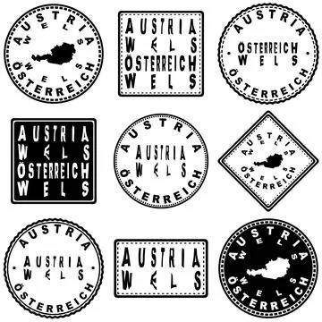 Austria Wels Seal Map Design Stock Illustration
