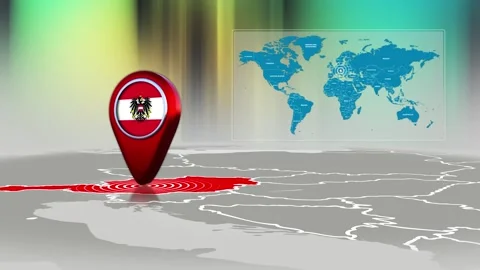 Austria World Map Pin Location Background Loop 4k Stock Footage 341771590