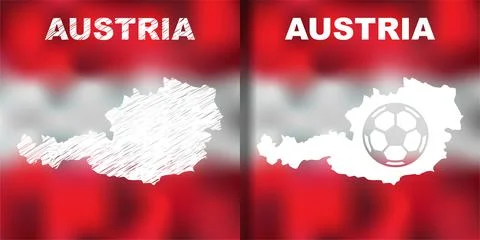 Austrian Abstract Maps set with flag and ball. Stock Illustration