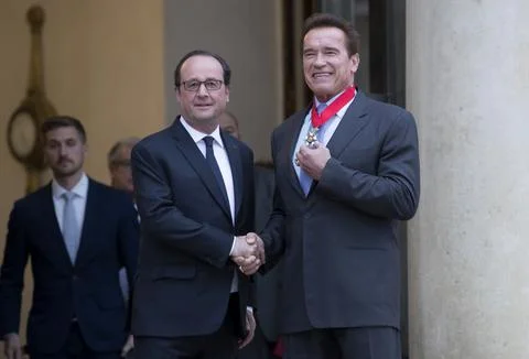 Austrian actor and former US Govenor of California Arnold Schwarzenegger in Pari 스톡 사진