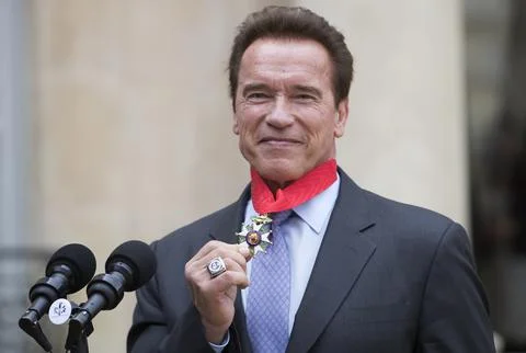 Austrian actor and former US Govenor of California Arnold Schwarzenegger in Pari 스톡 사진