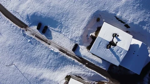 Austrian Alps Cold Mountain Top Snow Mountains Peaks Landscape Drone Aerial Stock Footage 167774027