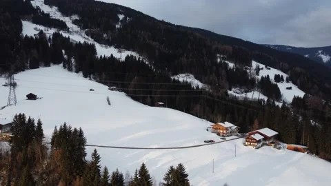 Austrian Alps Cold Mountain Top Snow Mountains Peaks Landscape Drone Aerial Stock Footage 167774185